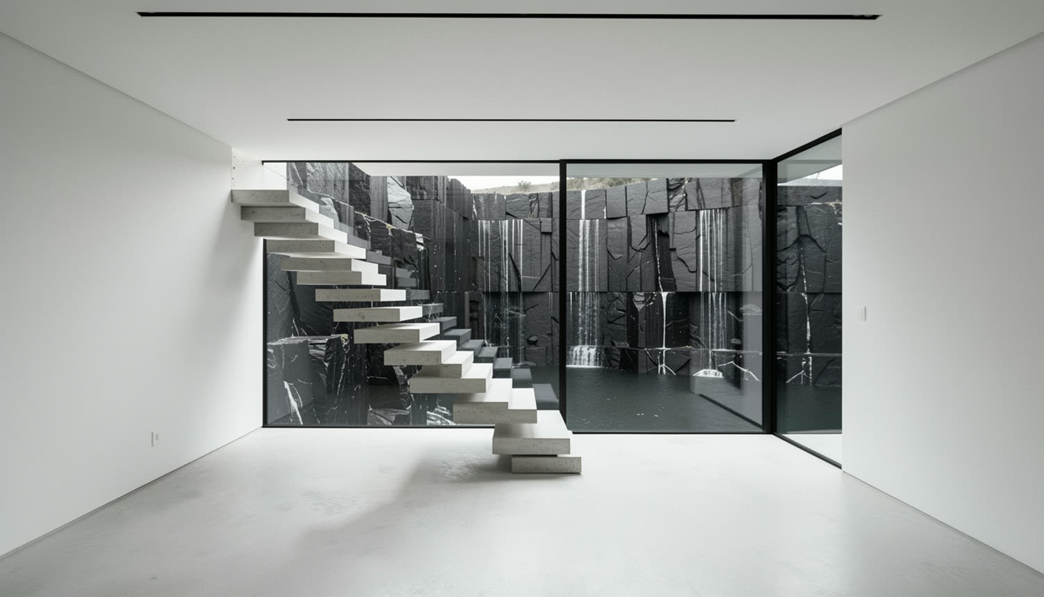 Cantilevered concrete stair